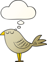 cartoon bird with thought bubble in smooth gradient style png