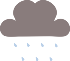 flat color retro cartoon of a storm rain cloud png