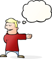 cartoon man gesturing direction with thought bubble png