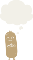 cartoon sausage with thought bubble in retro style png