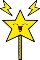 comic book style cartoon of a magic wand png