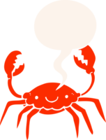 tekenfilm krab met toespraak bubbel in retro stijl png