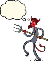 cartoon devil with pitchfork with thought bubble png