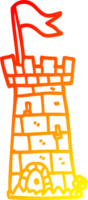 warm gradient line drawing of a cartoon castle tower png