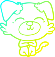 cold gradient line drawing of a cartoon dog png