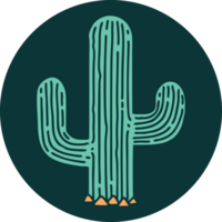 iconic tattoo style image of a cactus png