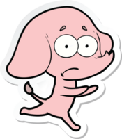 sticker of a cartoon unsure elephant running away png