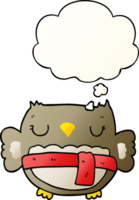 cartoon owl with thought bubble in smooth gradient style png