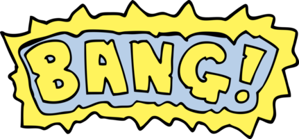 cartoon doodle word bang png