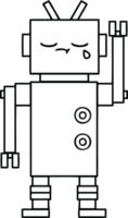 line drawing cartoon of a crying robot png