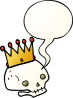 cartoon skull with crown with speech bubble in smooth gradient style png