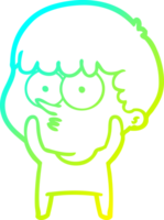 frio gradiente linha desenhando do uma desenho animado curioso Garoto png