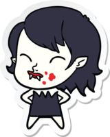 sticker of a cartoon vampire girl with blood on cheek png