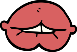 cartoon doodle mouth biting lower lip png