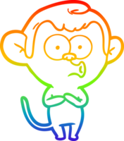 rainbow gradient line drawing of a cartoon hooting monkey png