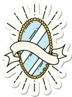 sticker of a tattoo style shining mirror png