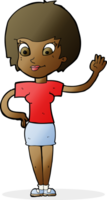 cartoon woman waving png