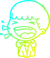 cold gradient line drawing of a cartoon laughing man png
