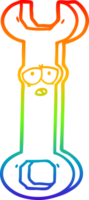 rainbow gradient line drawing of a cartoon spanner png