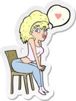 sticker of a cartoon woman with love heart png