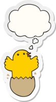 tecknad serie skuggning fågel med trodde bubbla som en tryckt klistermärke png