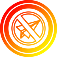 Papier Flugzeug Verbot kreisförmig Symbol mit warm Gradient Fertig png