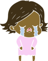 flat color style cartoon girl crying png