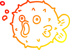 warm gradient line drawing of a cartoon blow fish png