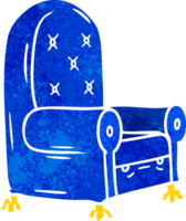 hand drawn retro cartoon doodle of a blue arm chair png