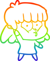 regenboog helling lijn tekening van een tekenfilm fluitend meisje png