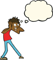 cartoon man panicking with thought bubble png