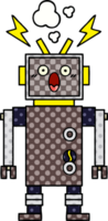 comic book style cartoon of a malfunctioning robot png