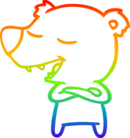rainbow gradient line drawing of a cartoon polar bear png