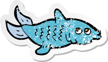 adesivo retrô angustiado de um peixe de desenho animado png