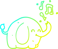 cold gradient line drawing of a cartoon trumpeting elephant png