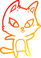 caloroso gradiente linha desenhando do uma confuso desenho animado gato png