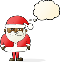 tekenfilm gelukkig de kerstman claus met gedachte bubbel png