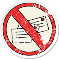 distressed sticker of a cute cartoon no post sign png