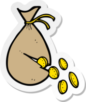 sticker of a cartoon money in bag png