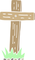 cruz de madera de dibujos animados de ilustración de color plano png
