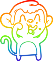 rainbow gradient line drawing of a crazy cartoon monkey png