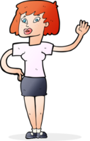 Cartoon-Frau winkt png