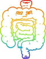 rainbow gradient line drawing of a cartoon intestines png