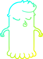 cold gradient line drawing of a cartoon cute ghost png