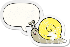 cartoon snail with speech bubble distressed distressed old sticker png