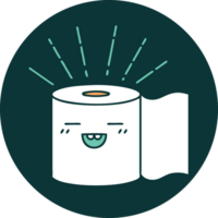icon of a tattoo style toilet paper character png