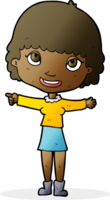 cartoon happy woman pointing png