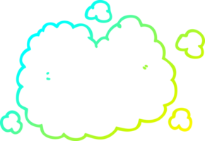 cold gradient line drawing of a cartoon smoke cloud png