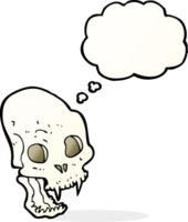 cartoon spooky vampire skull with thought bubble png