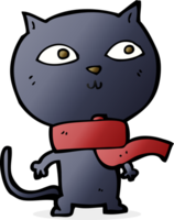 dessin animé chat noir portant une écharpe png